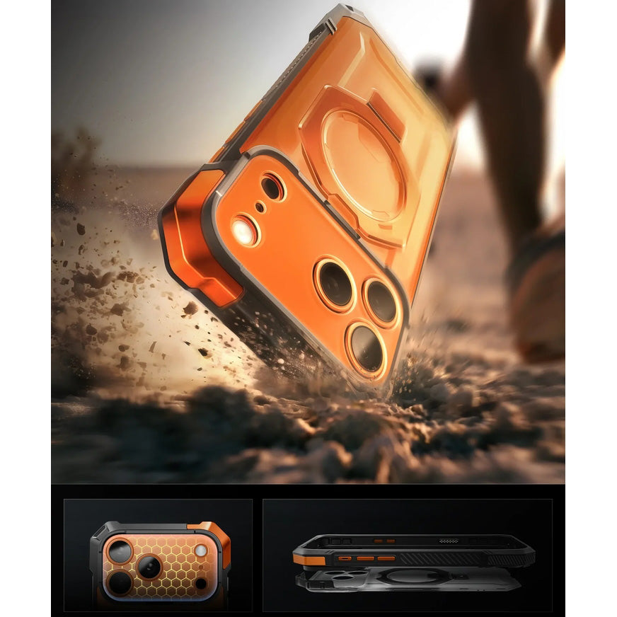 Handyhülle für iPhone 18 Pro / 17 Pro, Supcase UB Grip Mag mit MagSafe, Grau-Transparent-Orange (6/10)