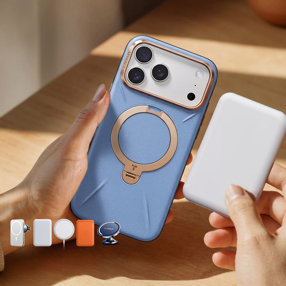 Handyhülle für iPhone 18 Pro Max / 17 Pro Max Torras Ostand Q3 VegSkin, Blau (3/11)