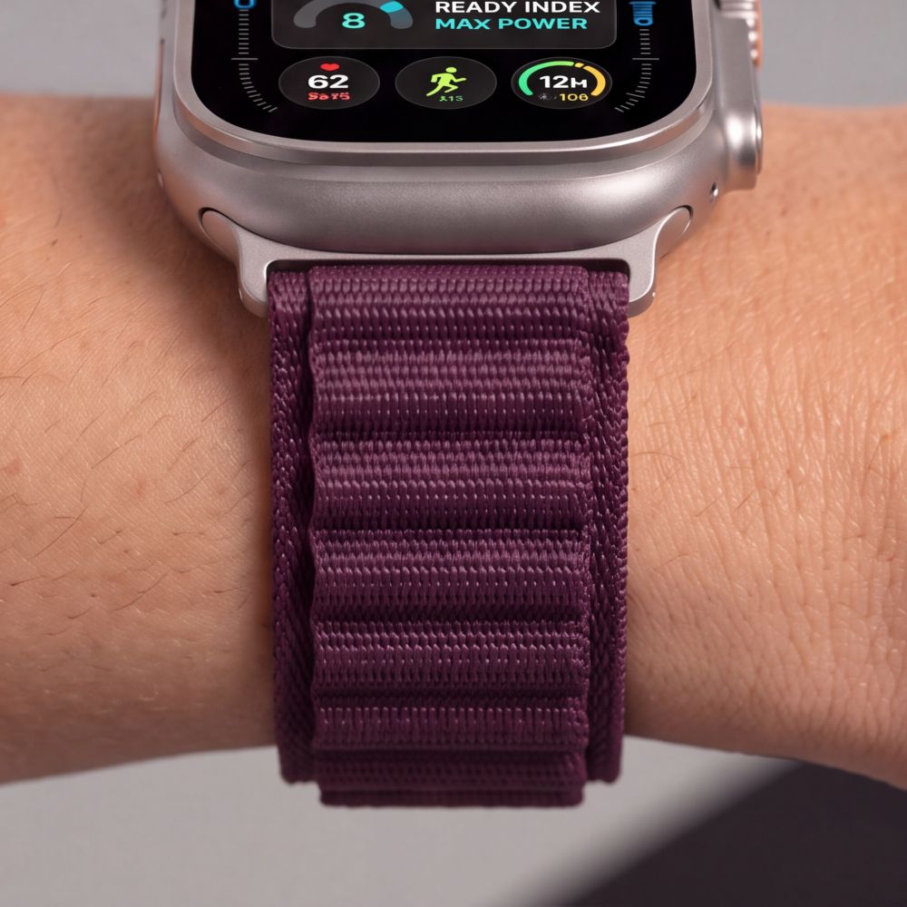 Armband für Apple Watch 49/46/45/44 mm, Tech Protect Nylon Pro, Burgunderrot (6/9)