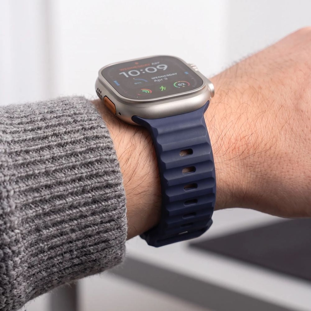 Armband für Apple Watch 49/46/45/44 mm, Tech-Protect Silicone Line, Blau (6/8)