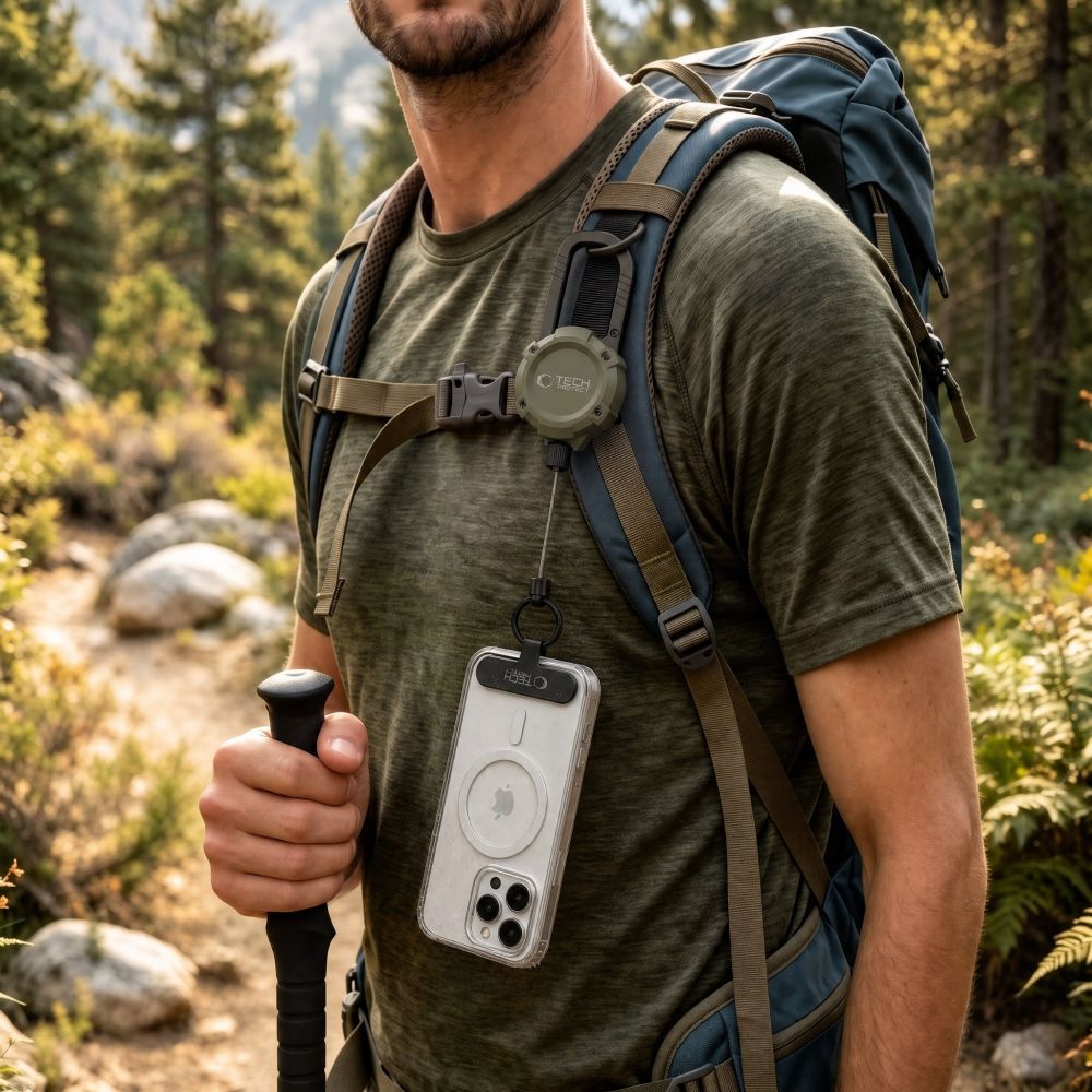 Anti-Diebstahl Handy Lanyard mit einziehbarem Seil, Tech-Protect ATH03 UrbanLoop, Grün (6/9)