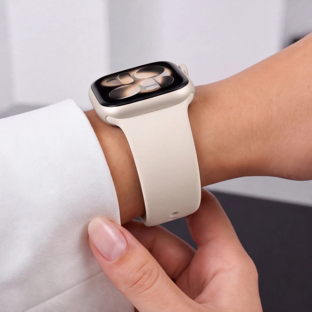 Armband für Apple Watch 49/46/45/44 mm, Tech-Protect Silicone, Beige (6/9)