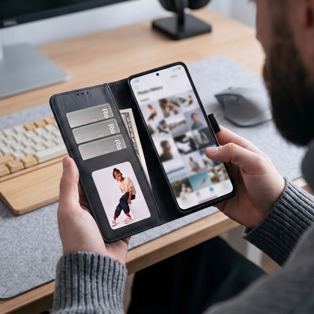 Handyhülle mit Klappe für Xiaomi Redmi Note 17 Pro 5G, Tech-Protect Wallet, Schwarz (6/7)
