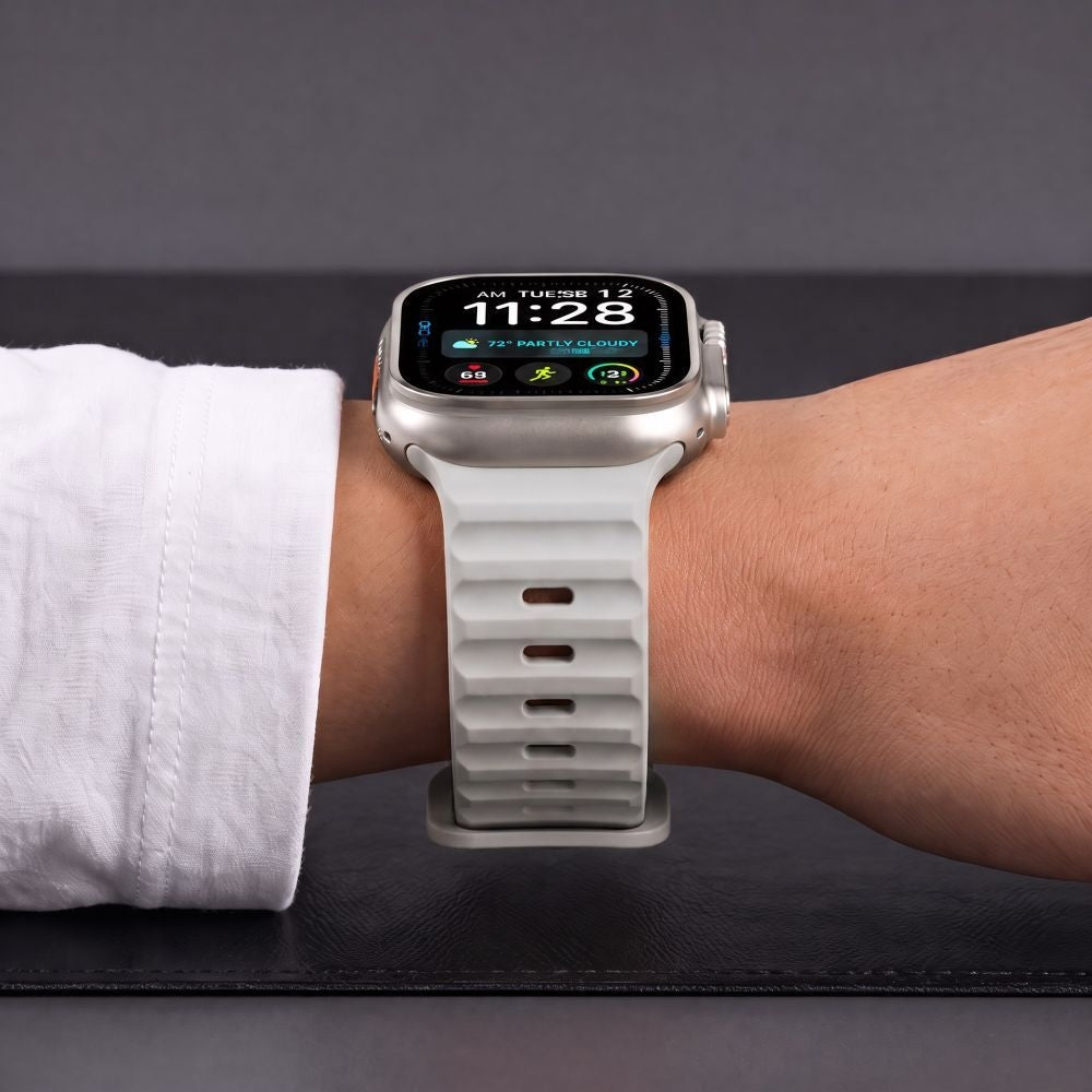 Armband für Apple Watch 49/46/45/44 mm, Tech-Protect Silicone Line, Grau (6/9)