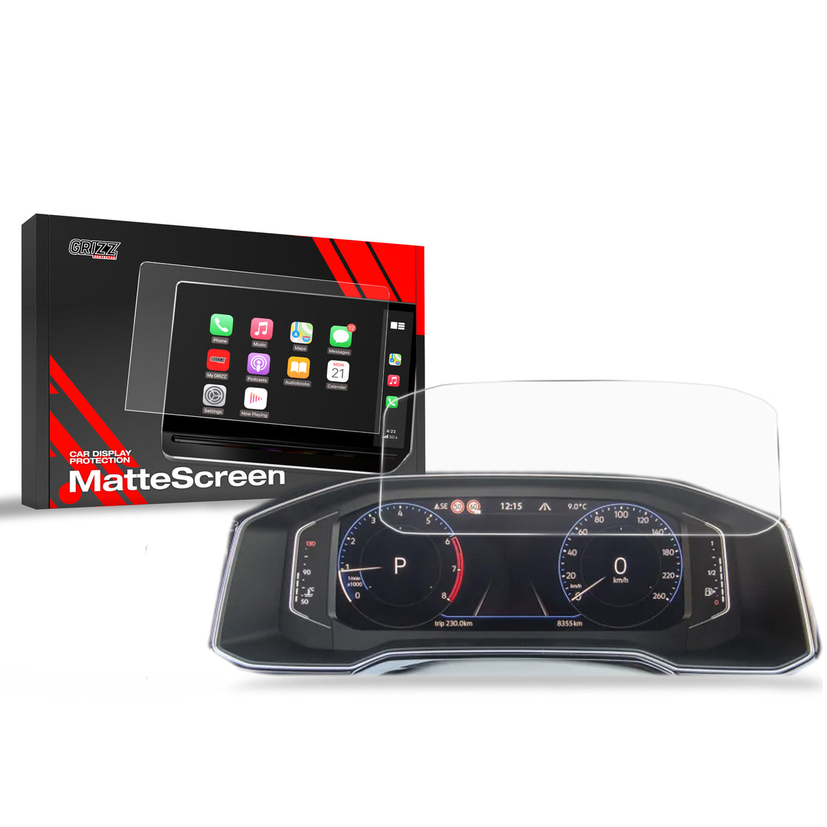 Matte Autodisplayfolie für Volkswagen T-Cross Digital Cockpit Pro 10,25" (2019-2026), Grizz Protector