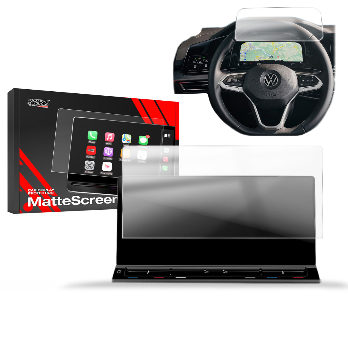 Matte Autodisplayfolie 2in1 für Volkswagen Transporter T7 Discover 8" (2024-2026), Grizz Protector
