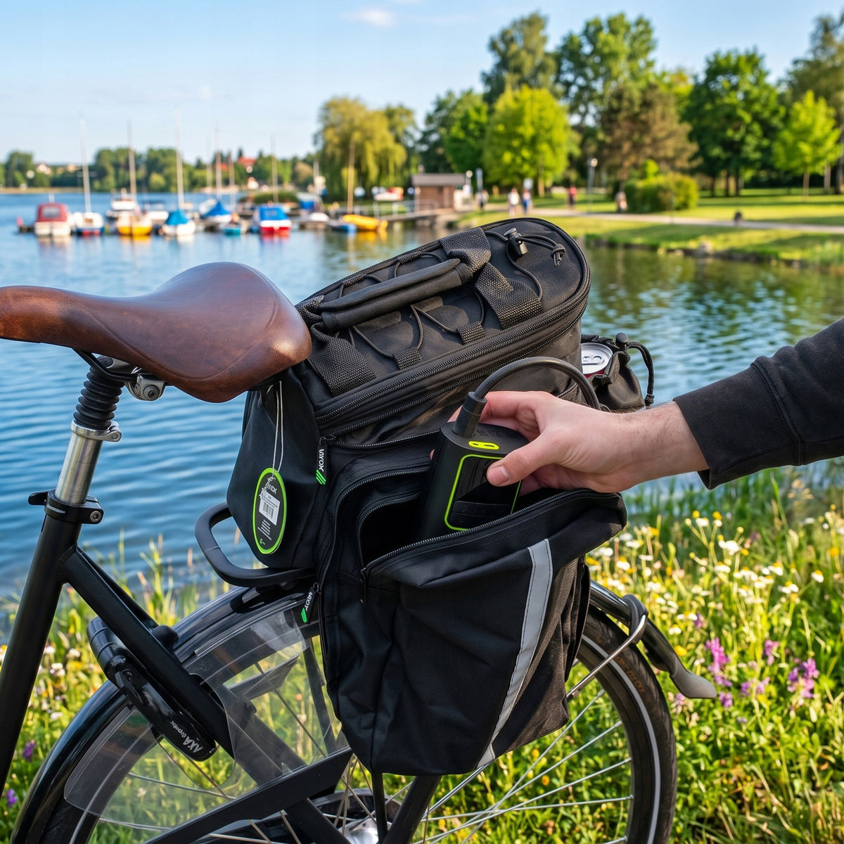 Fahrradtasche für den Gepäckträger mit Seitentaschen, Vayox VA0449 10 - 29L, Schwarz