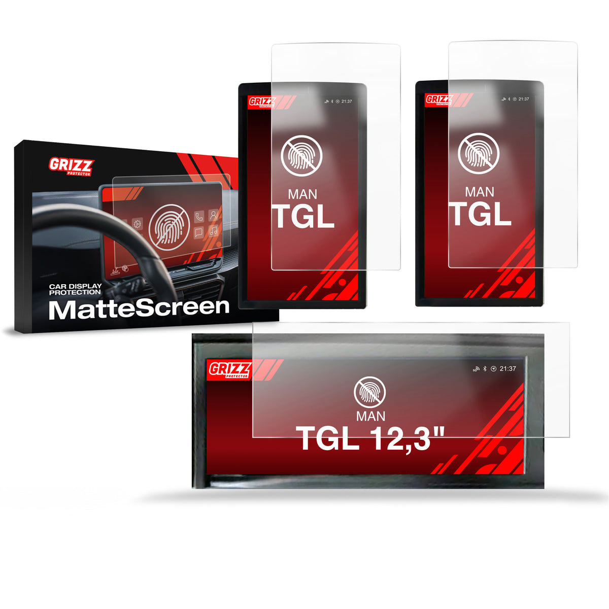 Matte Autodisplayfolie 3in1 für MAN TGL 12,3", Grizz Protector