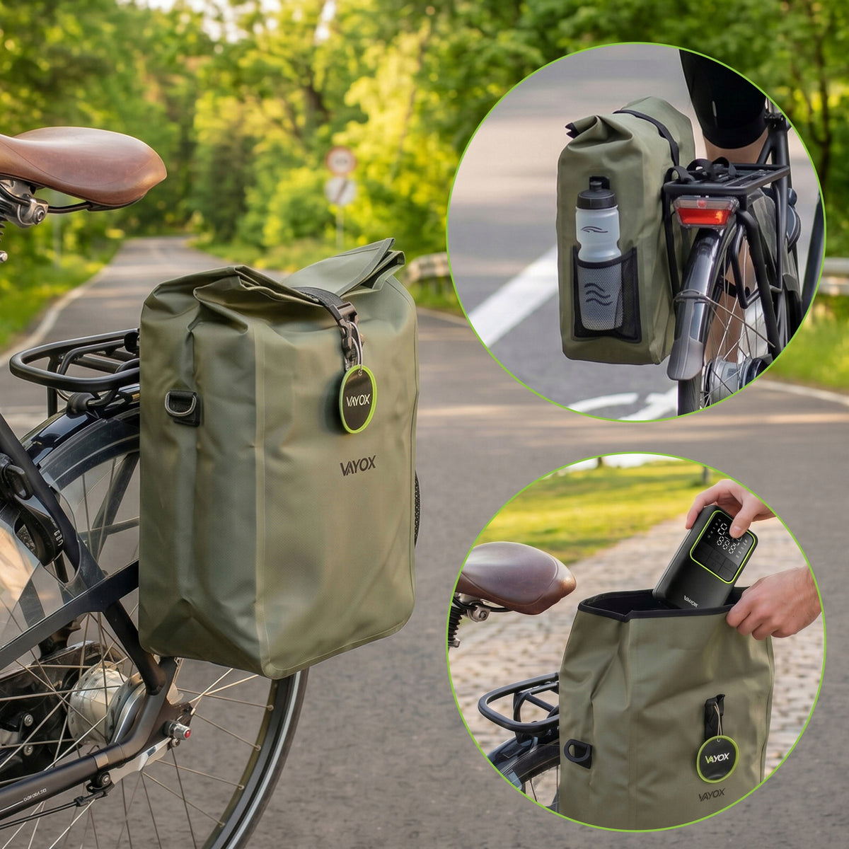 Fahrradtasche für den Gepäckträger, Vayox VA0444G 25L, Grün