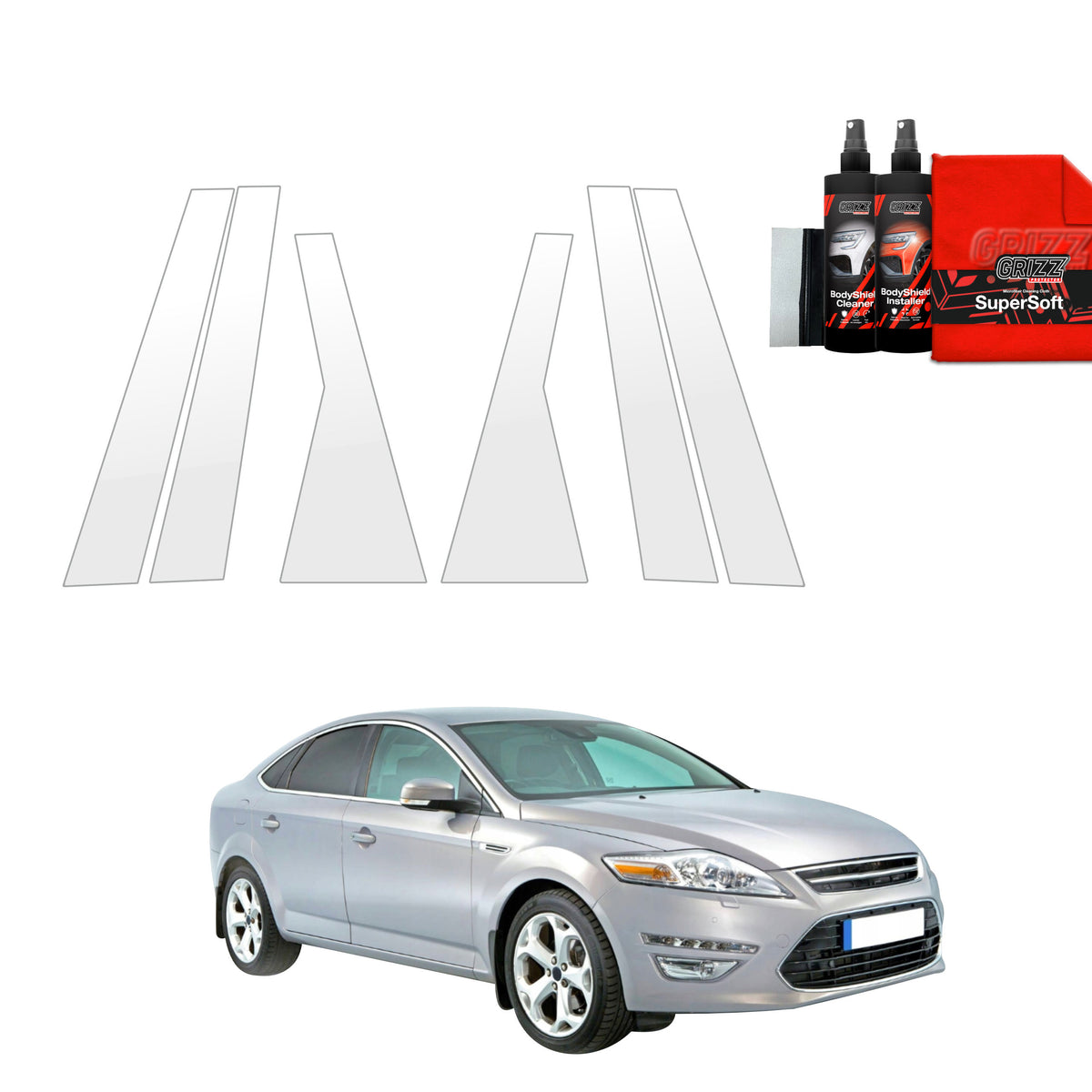 6in1 Schutzfolie Grizz Protector für A-B-C-Säule - Ford Mondeo Mk4 Sedan (2007-2014)