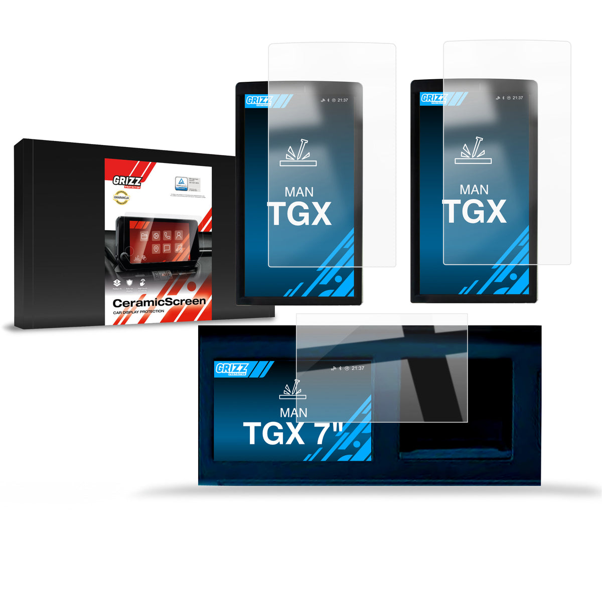 Keramische Autodisplayfolie 3in1 für MAN TGX 7", Grizz Protector
