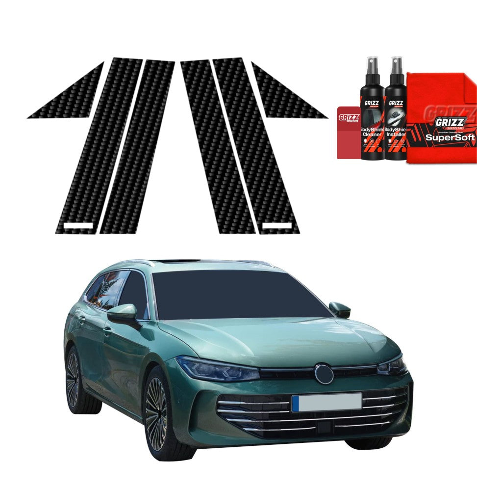 6in1 Kohlenstoff Schutzfolie Grizz Protector für A-B-Säule - Volkswagen VW Passat B9 (2024-2026)