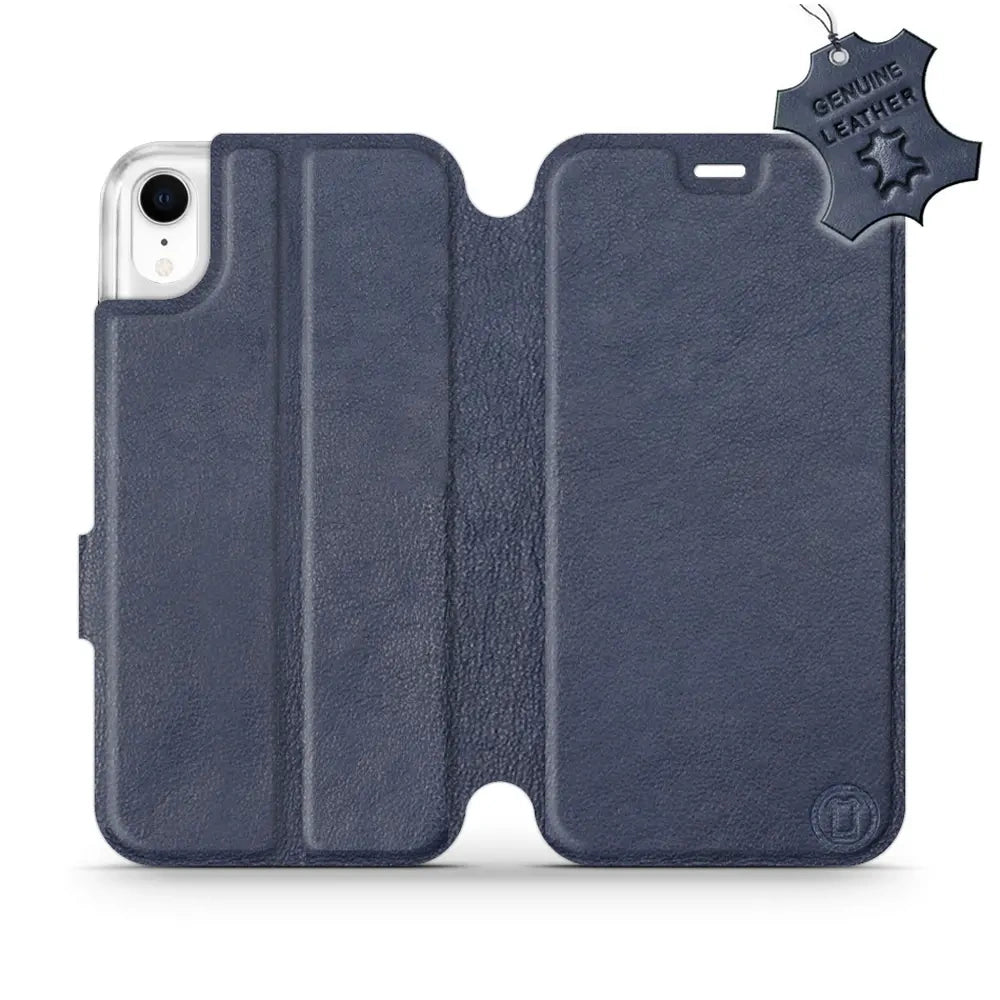 Echtleder Handyhülle für iPhone Xr, Mobiwear Leather, Dunkelblau