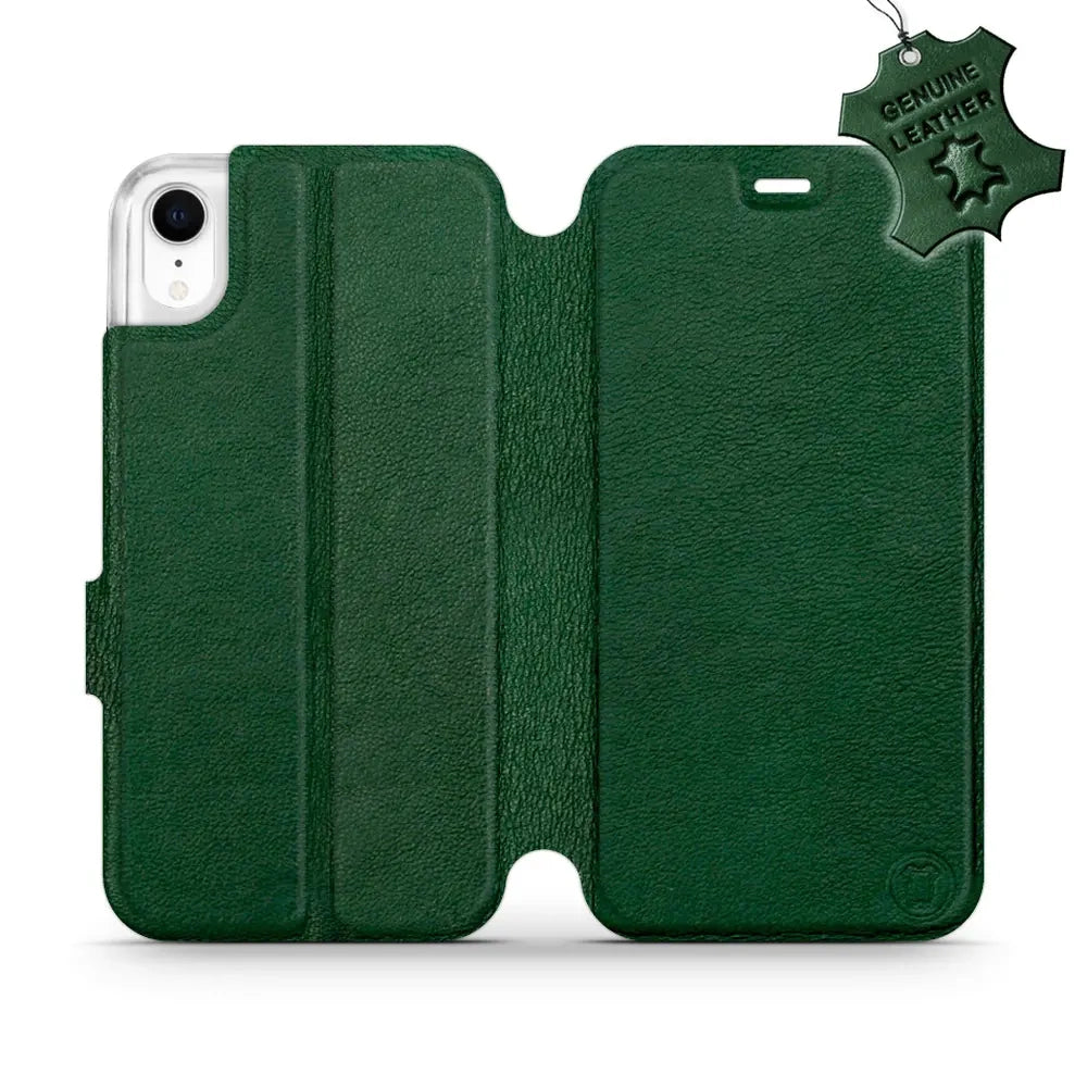 Echtleder Handyhülle für iPhone Xr, Mobiwear Leather, Grün