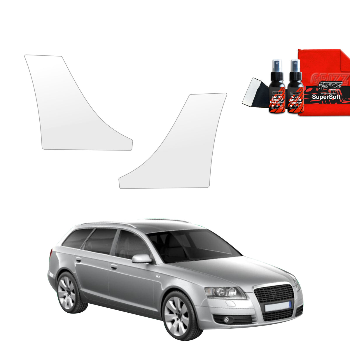 2in1 Schutzfolie Grizz Protector für hinteren & vorderen Seitenschwelle - Audi A6 C6 Avant (2004-2008)