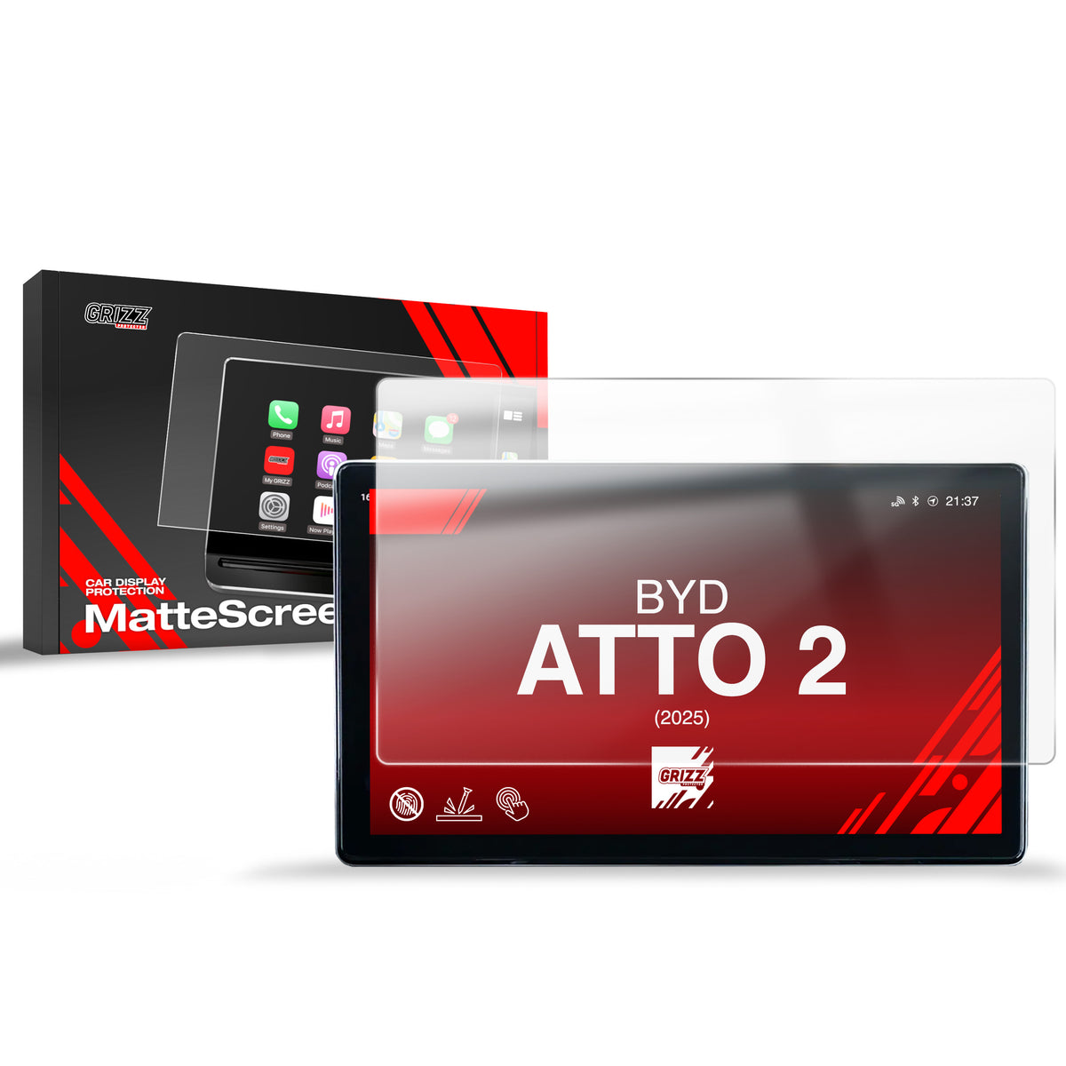 Matte Autodisplayfolie für BYD ATTO 2 12,8" (2025-2026), Grizz Protector
