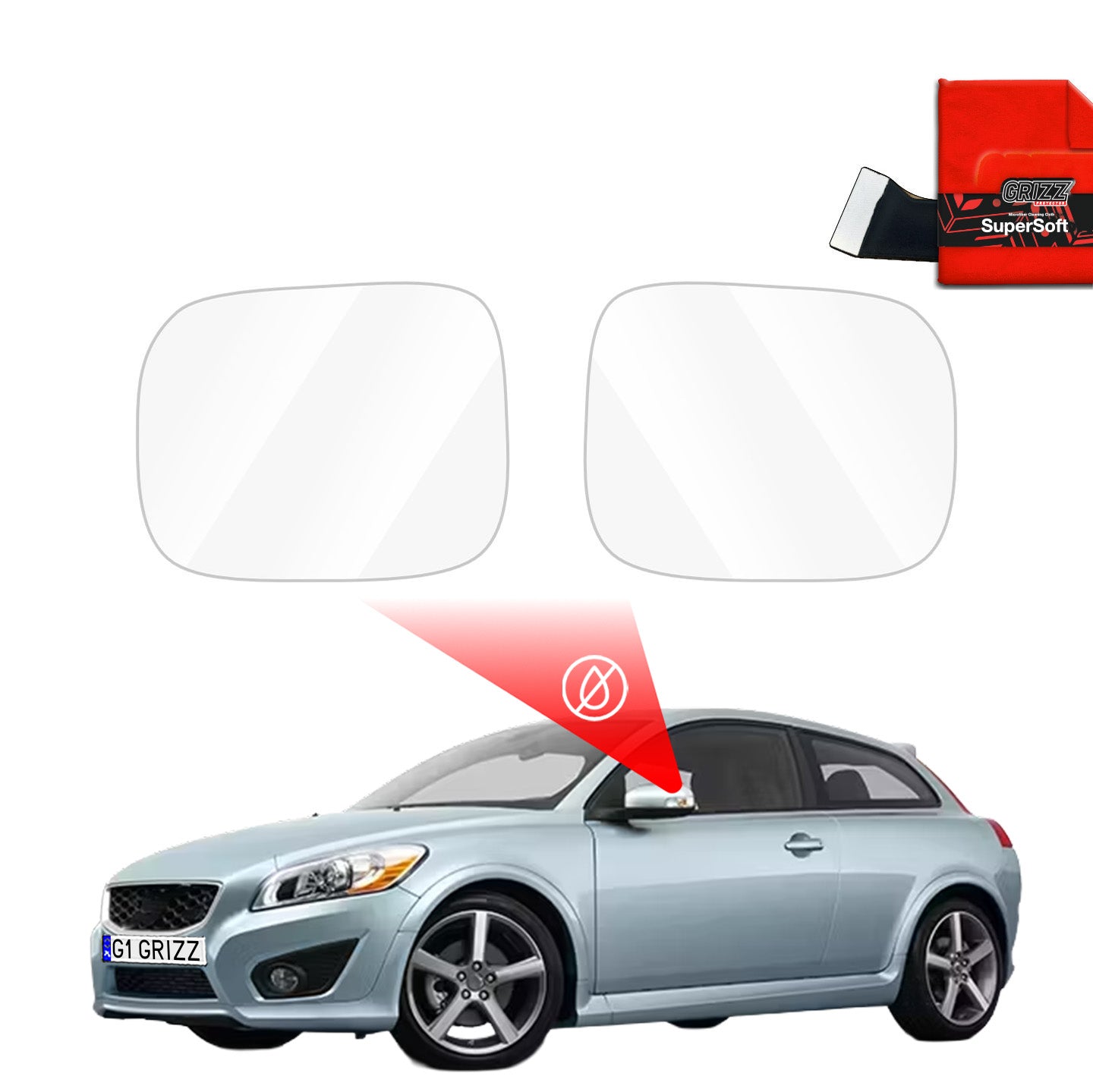 Regenschutzfolie Grizz Protector für Außenspiegel - Volvo C30 (2006-2012)