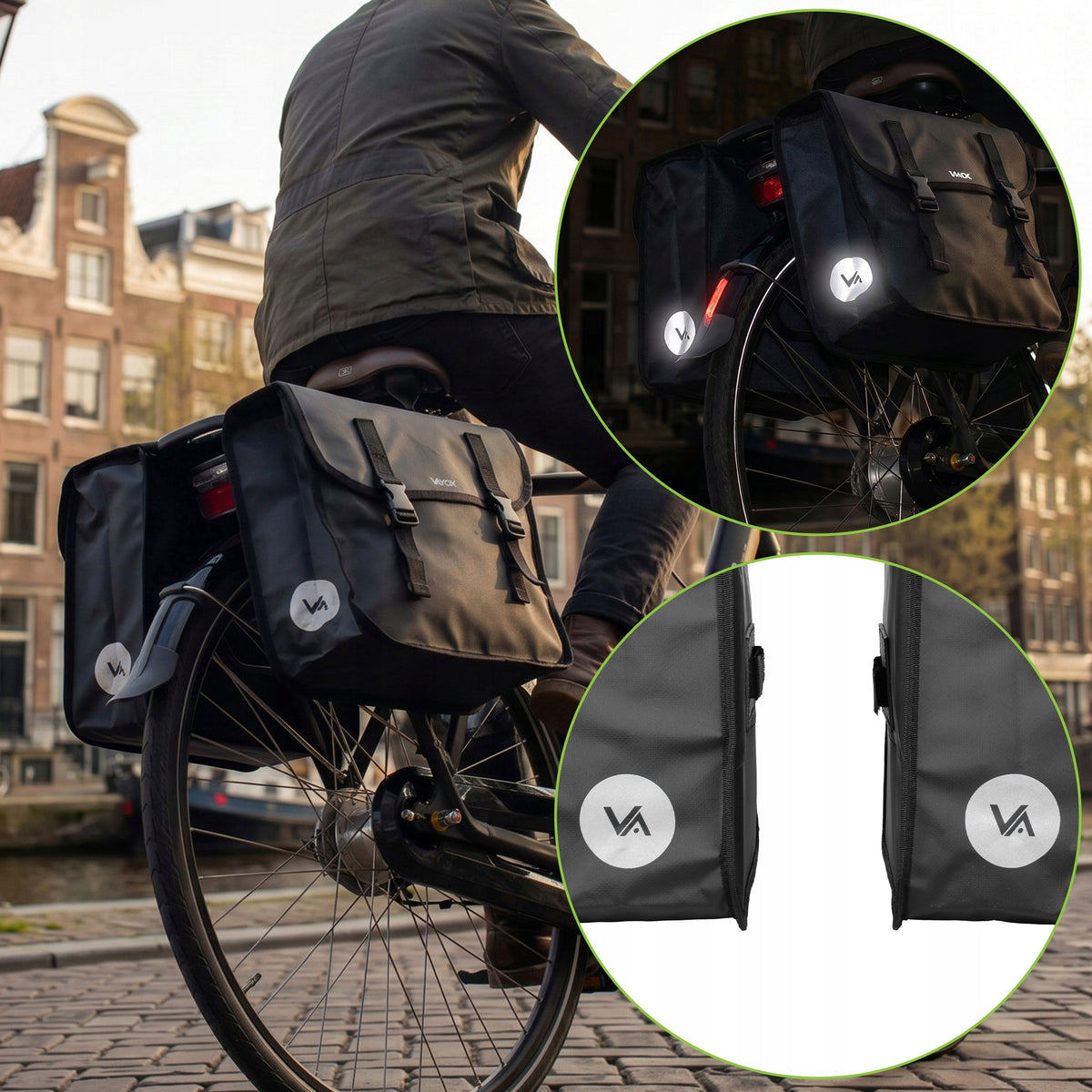 Doppelte Fahrradtasche für den Gepäckträger, Vayox VA0447 29L, Schwarz