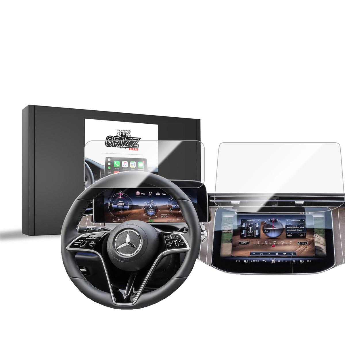 Keramische Autodisplayfolie 2in1 für Mercedes E Klasse W214 Widescreen (2023-2026), Grizz Protector