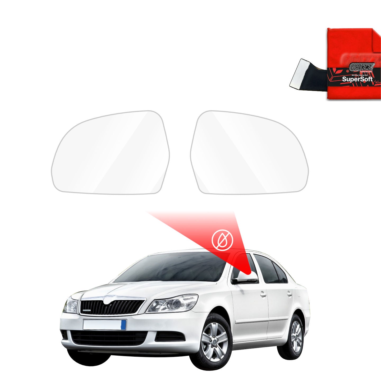 Regenschutzfolie Grizz Protector für Außenspiegel - Skoda Octavia 2 Sedan Facelifting (2008-2013)
