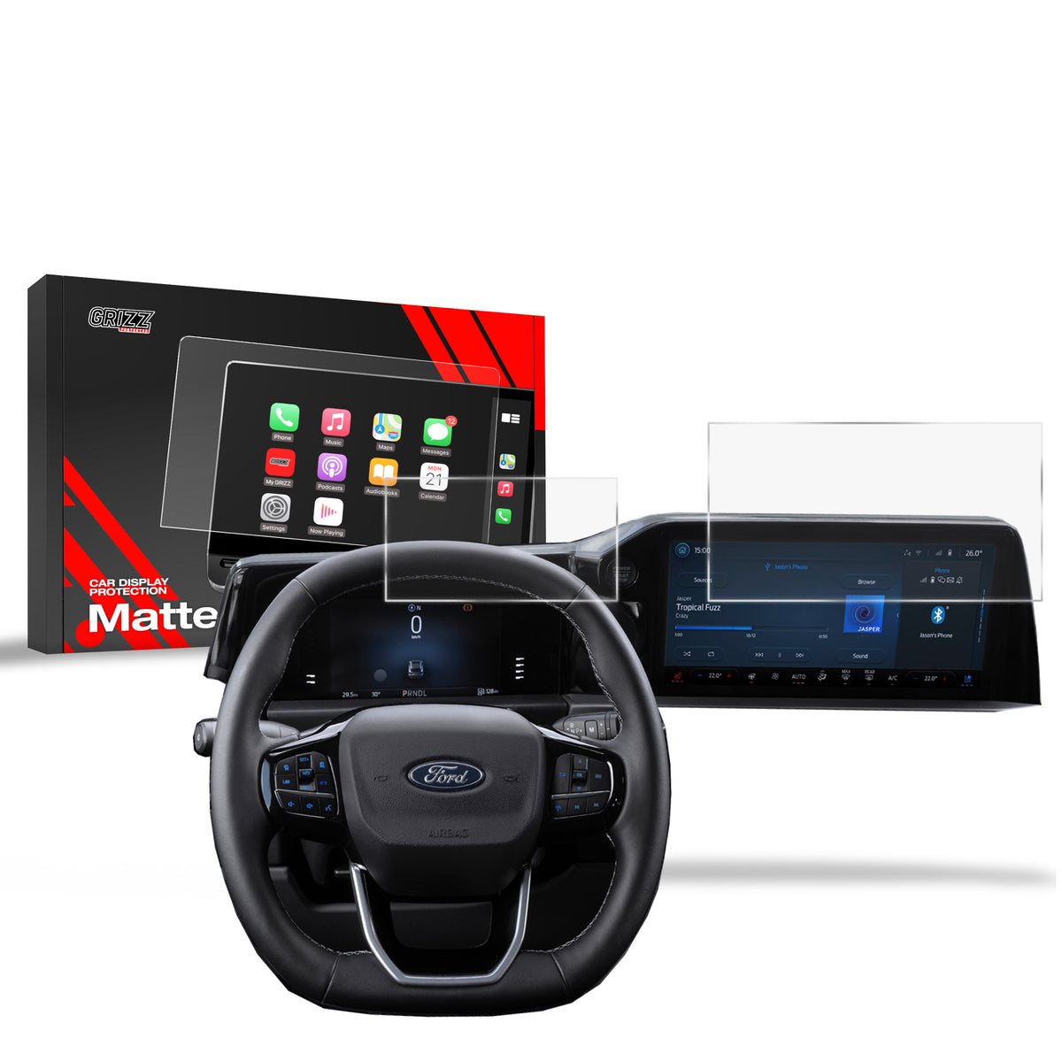Matte Autodisplayfolie 2in1 für Ford Courier 8" (2023-2026), Grizz Protector