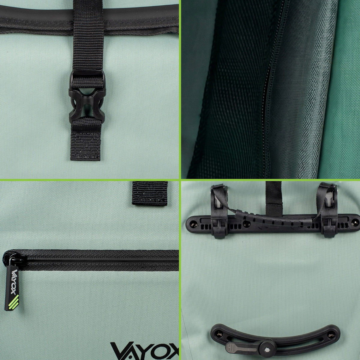 Fahrradtasche für den Gepäckträger, Vayox VA0445M 25L, Mintgrün