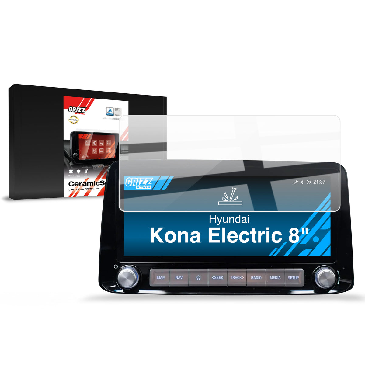 Keramische Autodisplayfolie für Hyundai Kona Electric (2018-2023), Grizz Protector
