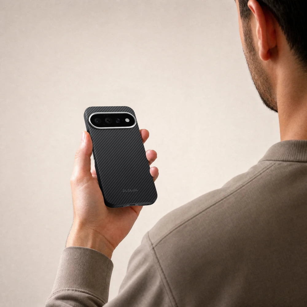 Aramid Handyhülle für Google Pixel 11, PITAKA Ultra-Slim Case mit MagSafe, Schwarz-Grau (11/14)