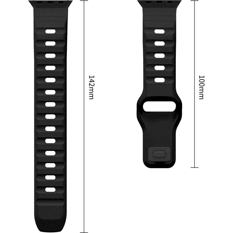 Armband für Apple Watch 49/46/45/44 mm, Tech-Protect Silicone Line, Schwarz (7/8)
