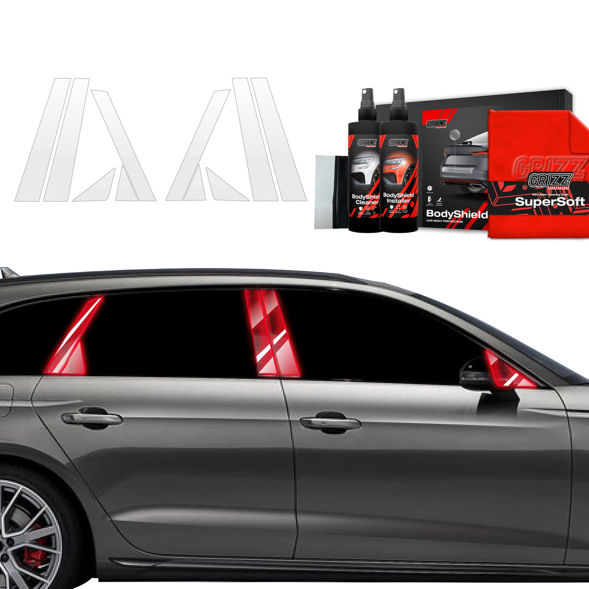 10in1 Schutzfolie Grizz Protector für A-B-C-Säule - Audi A4 Avant (2019-2024)