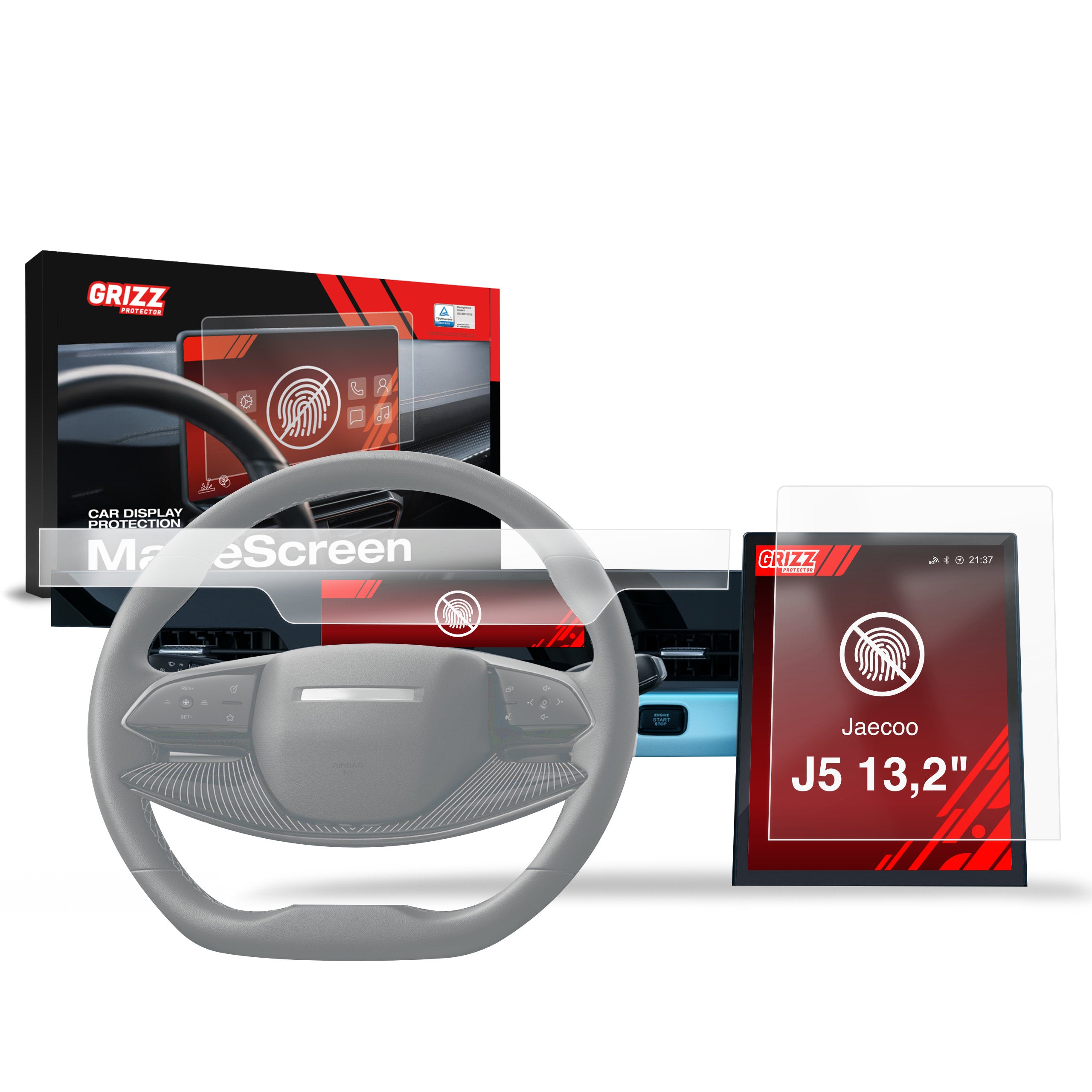 Matte Autodisplayfolie 2in1 für Jaecoo J5 13,2" (2025-2026), Grizz Protector