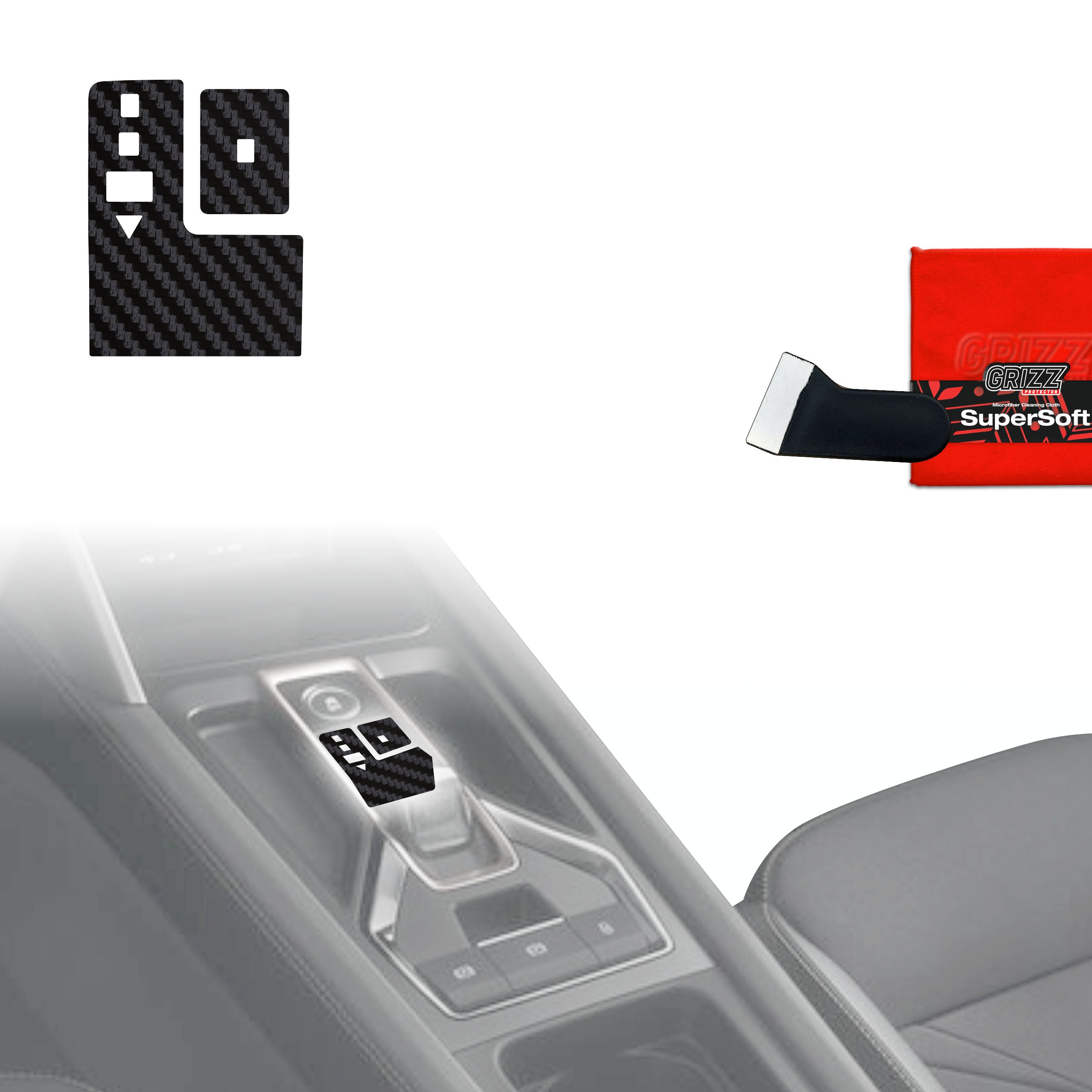 2in1 Schutzfolien Grizz Protector für Mittelkonsole - Cupra Formentor Facelift (2024-2026) Carbon Optik Matt Antifingerprint