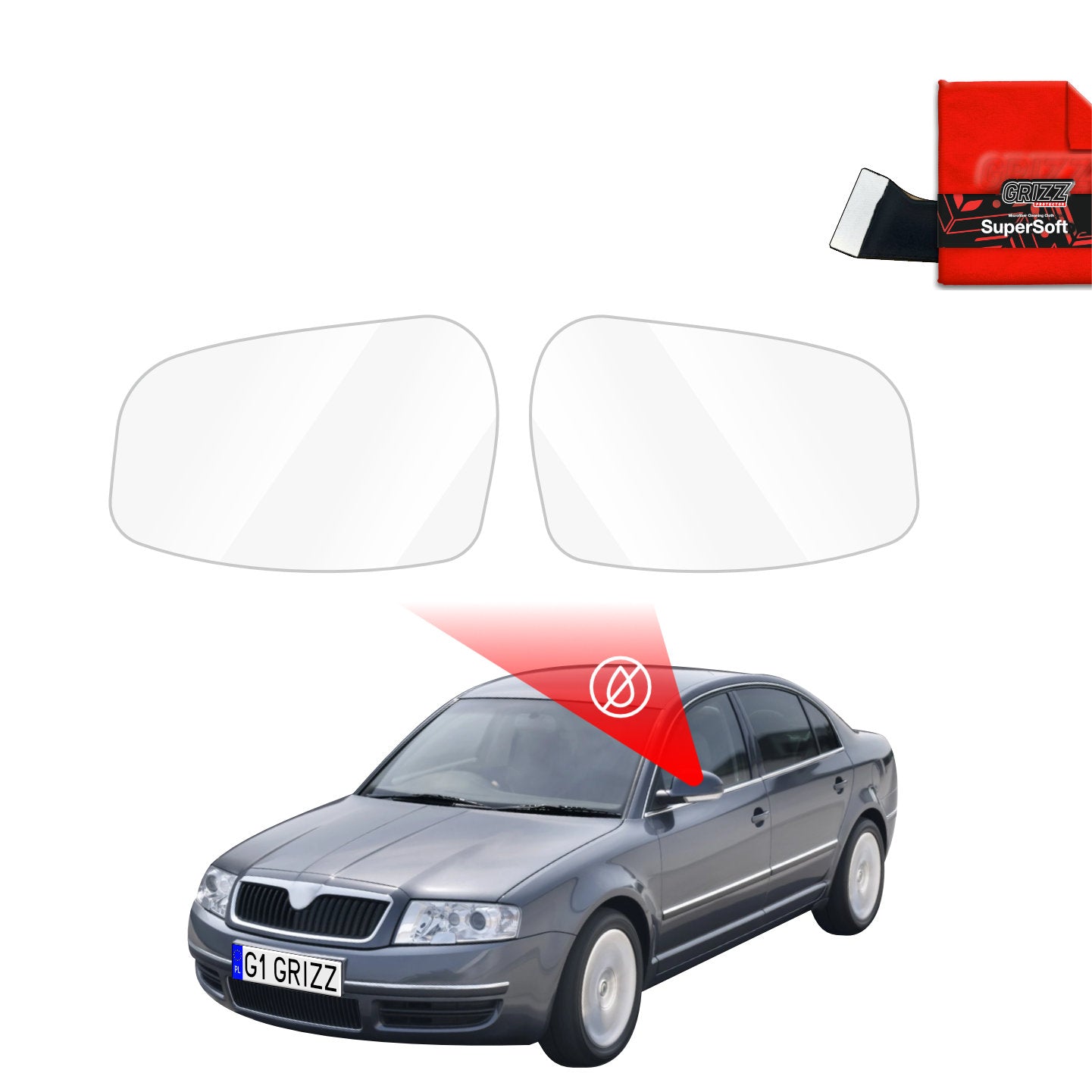 Regenschutzfolie Grizz Protector für Außenspiegel - Skoda Superb Sedan (2001-2008)