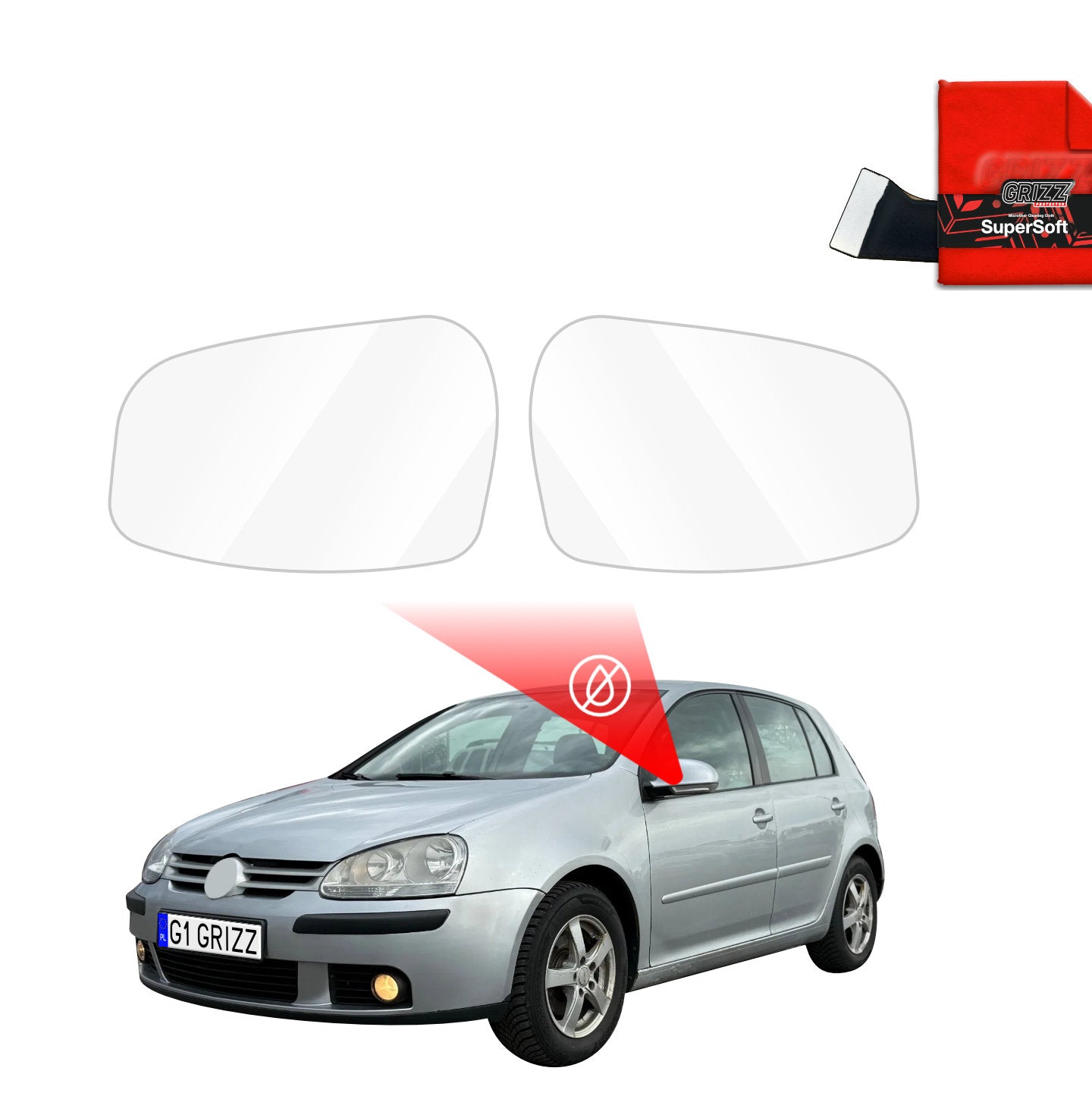 Regenschutzfolie Grizz Protector für Außenspiegel - Volkswagen Golf 5 Hatchback 5D (2003-2009)