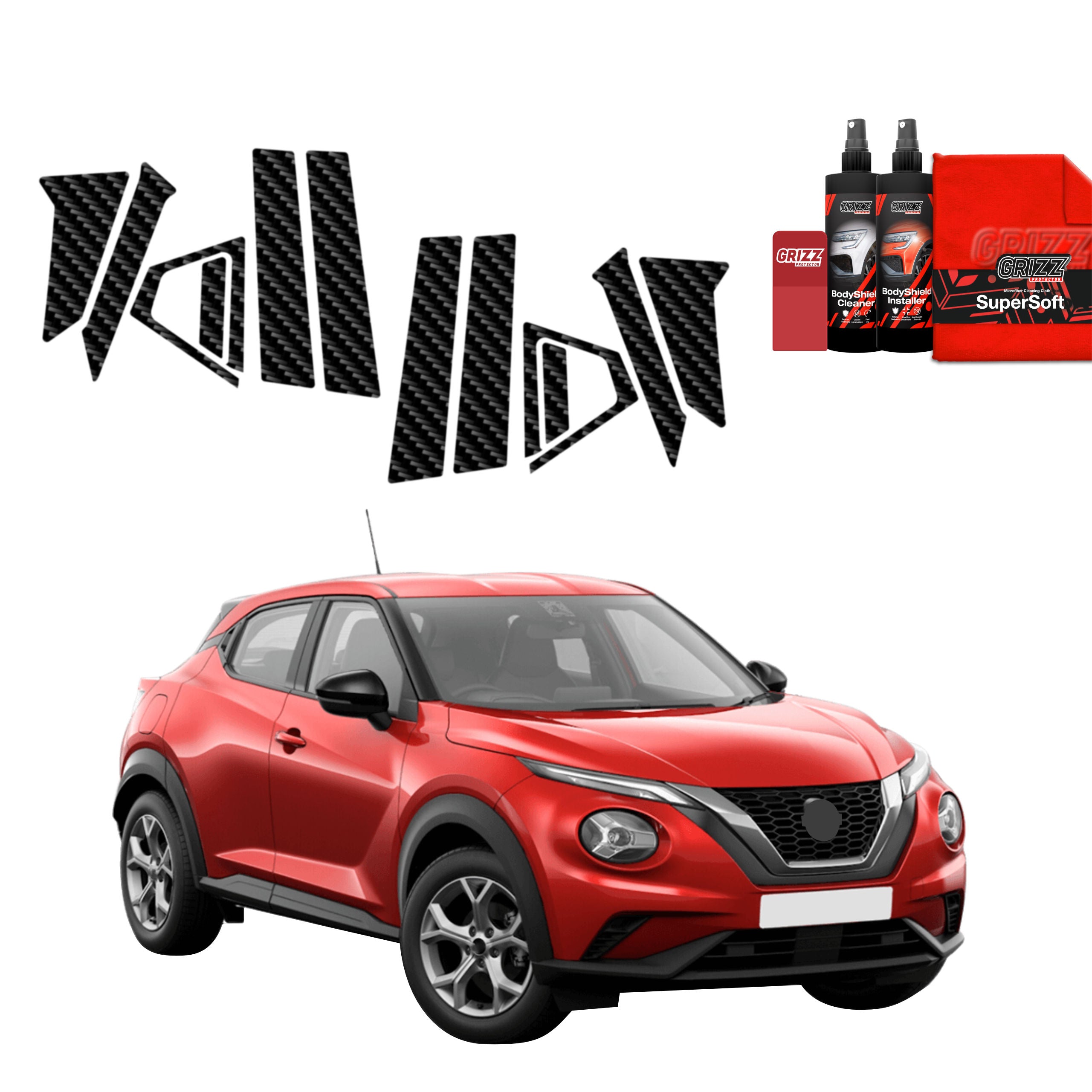 10in1 Kohlenstoff Schutzfolie Grizz Protector für B-Säule - Nissan Juke Facelift (2024-2026)