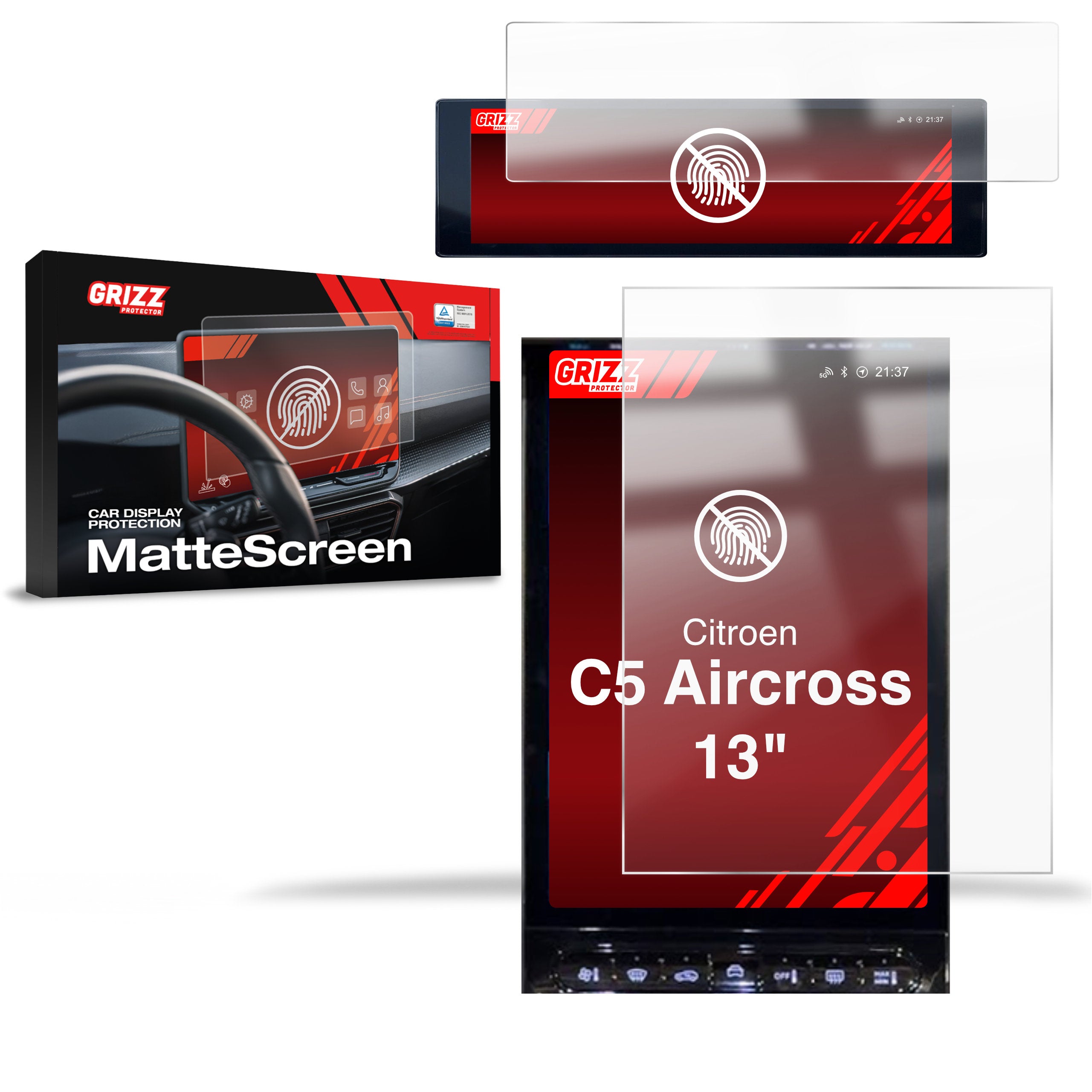 Matte Autodisplayfolie 2in1 für Citroen C5 Aircross 13" (2026), Grizz Protector