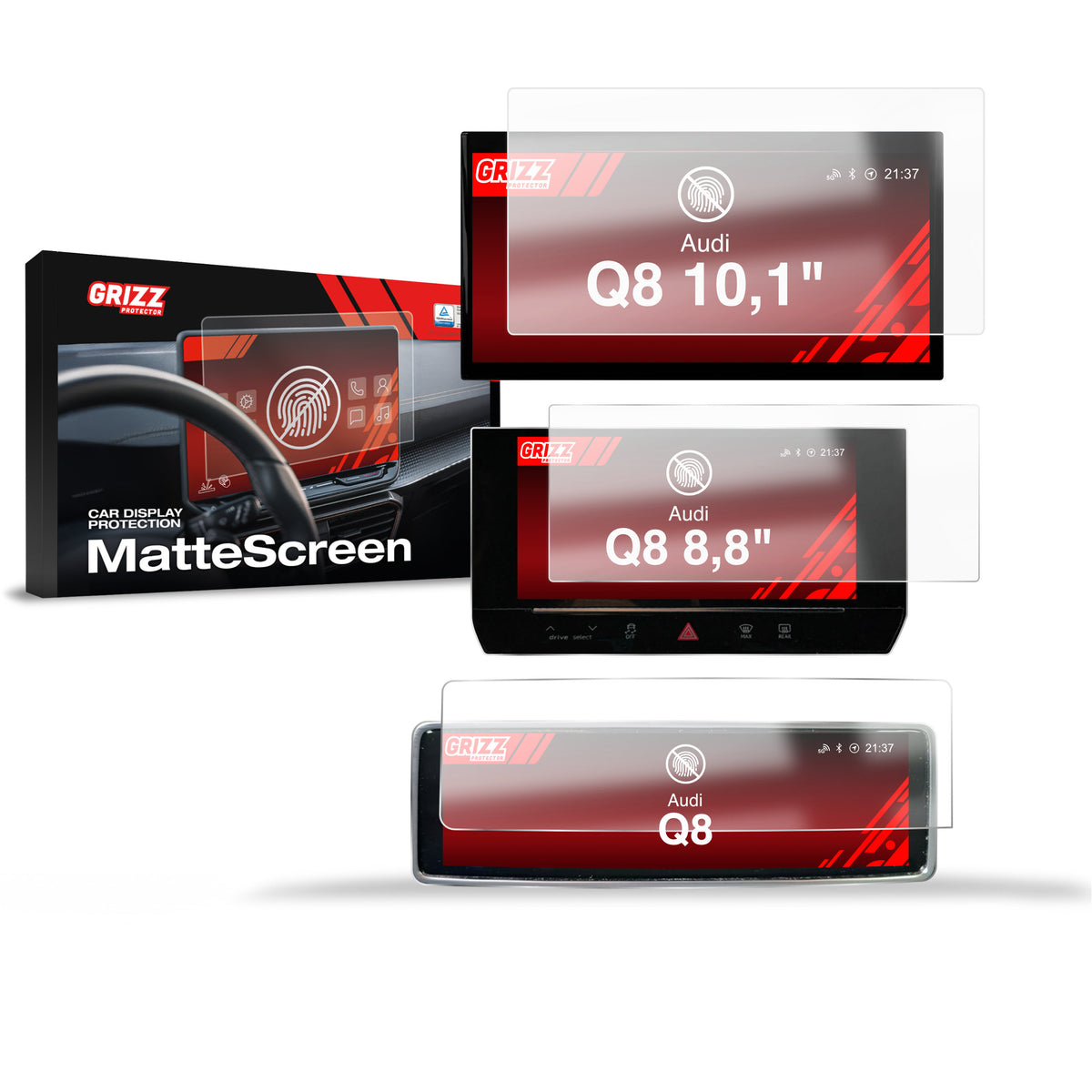 Matte Autodisplayfolie 3in1 für Audi Q8 (2018-2026), Grizz Protector