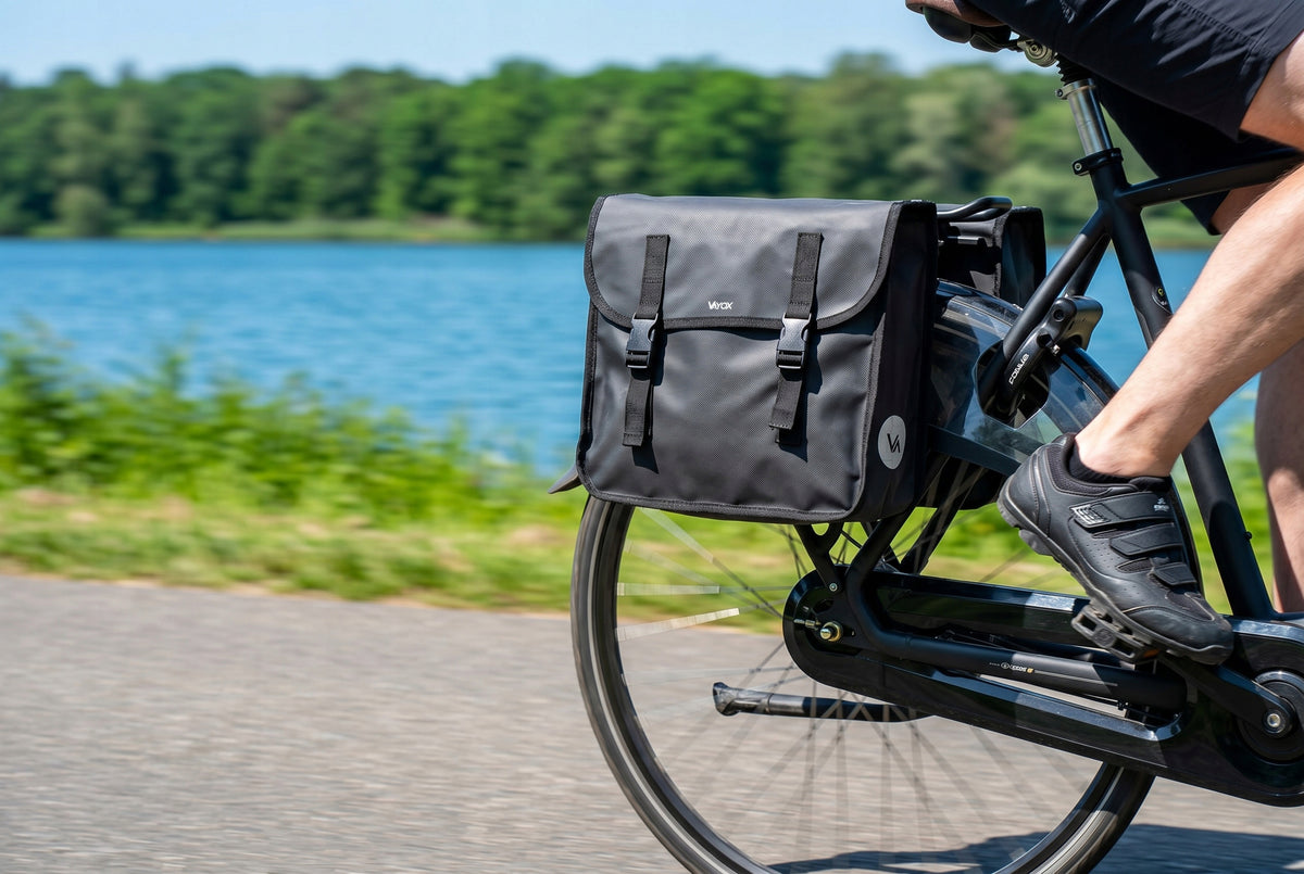 Doppelte Fahrradtasche für den Gepäckträger, Vayox VA0447 29L, Schwarz