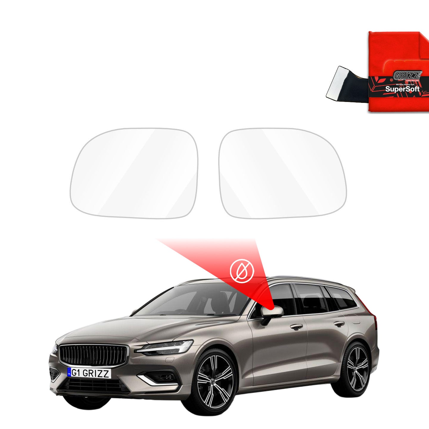 Regenschutzfolie Grizz Protector für Außenspiegel - Volvo V60 (2018-2023)