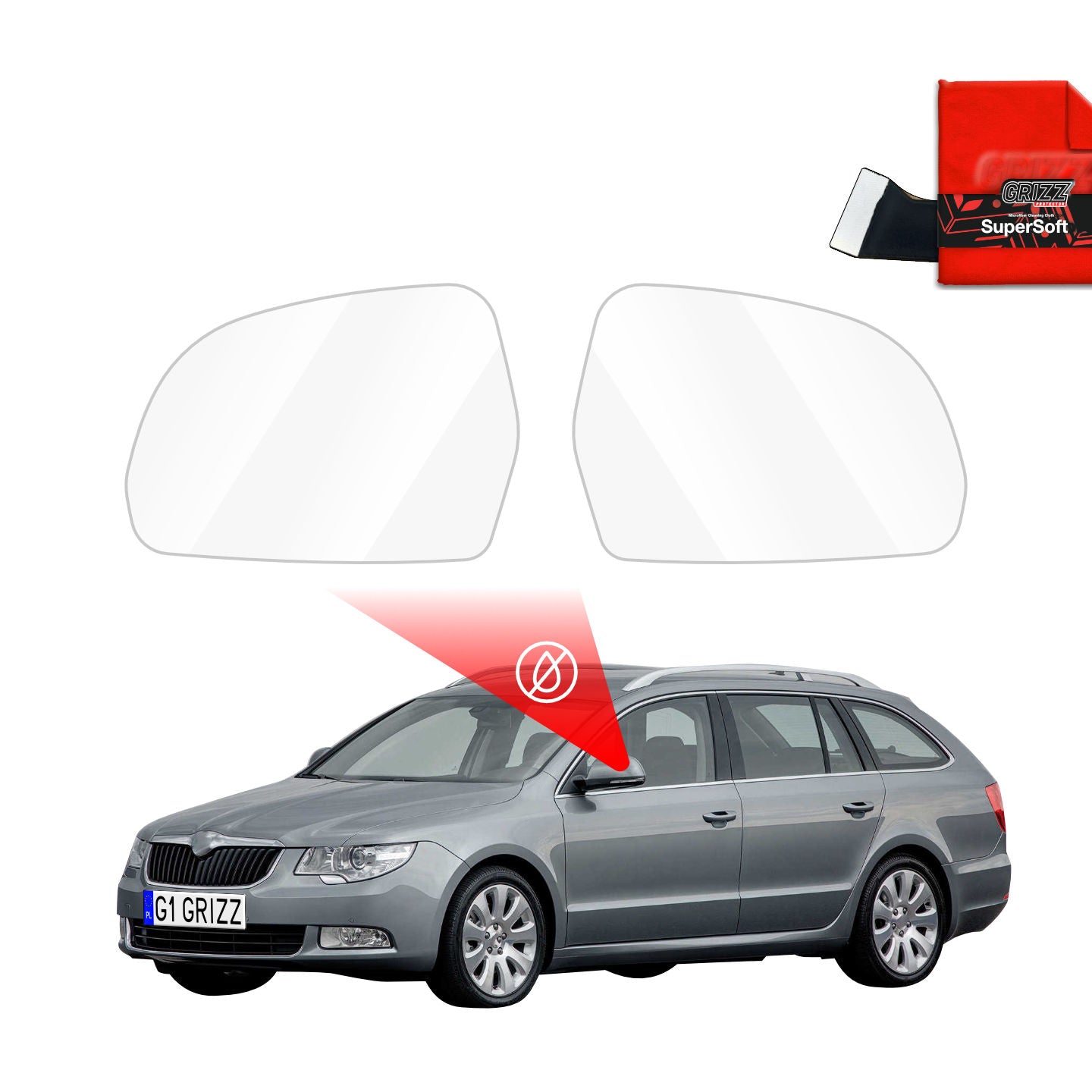 Regenschutzfolie Grizz Protector für Außenspiegel - Skoda Superb 2 (2008-2015)