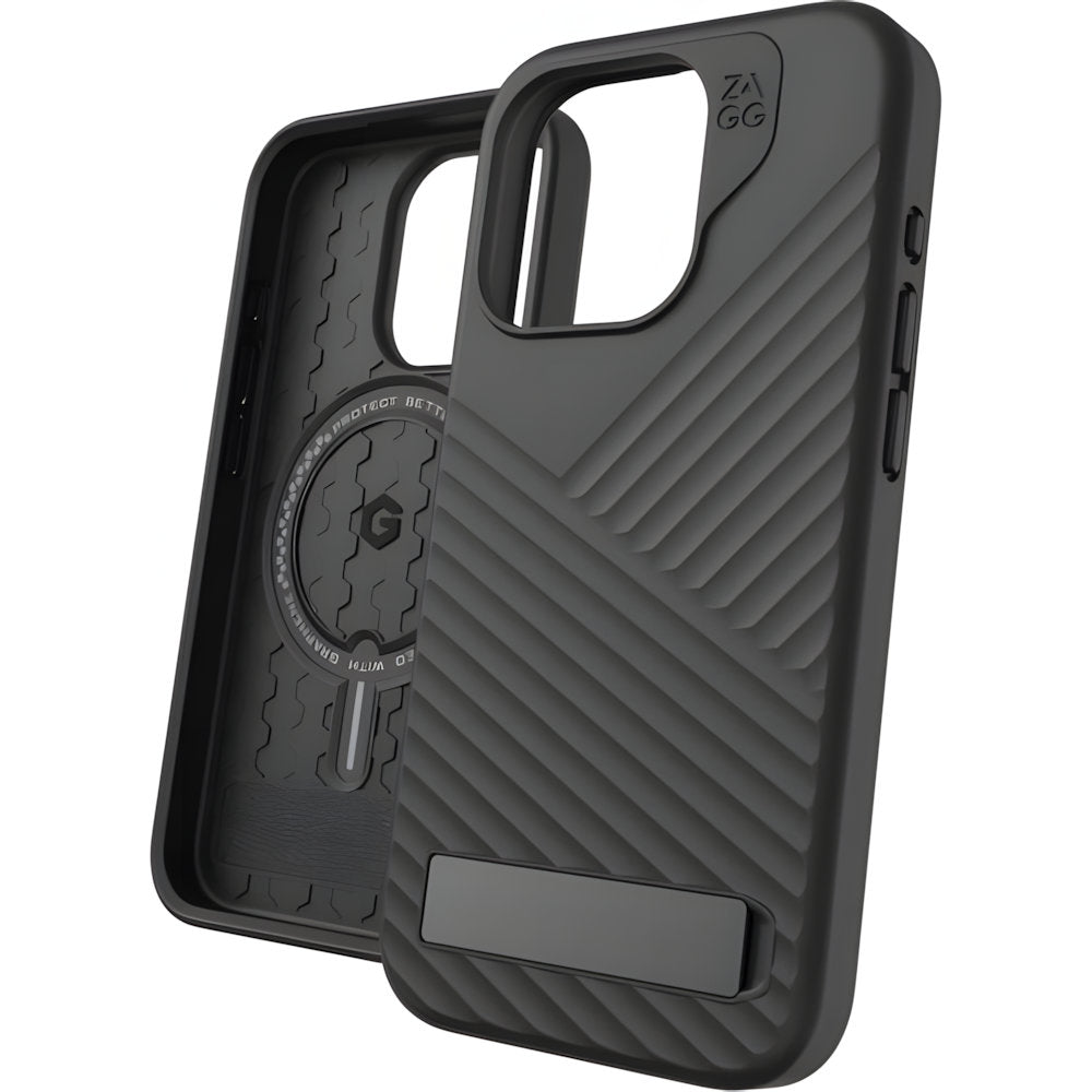Handyhülle mit Ständer für iPhone 15 Pro, Zagg Gear4 Denali Snap Kickstand mit MagSafe, Schwarz (1/10)