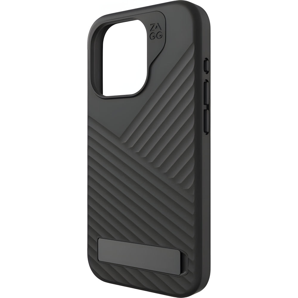 Handyhülle mit Ständer für iPhone 15 Pro, Zagg Gear4 Denali Snap Kickstand mit MagSafe, Schwarz (7/10)