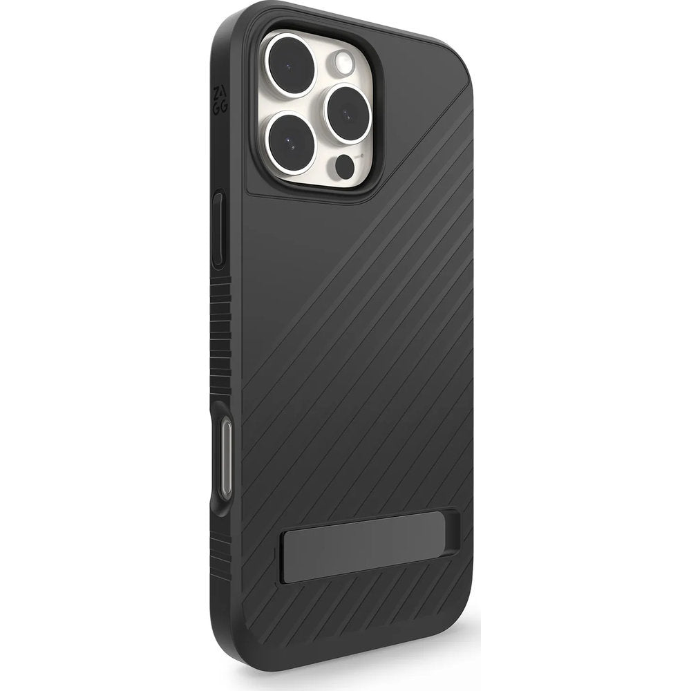 Handyhülle mit Ständer für iPhone 15 Pro, Zagg Gear4 Denali Snap Kickstand mit MagSafe, Schwarz (9/10)