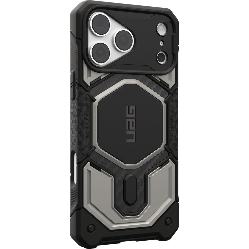 Handyhülle für iPhone 18 Pro Max / 17 Pro Max, UAG Monarch Pro mit MagSafe, Titan/Schwarz mit Kohlefaser (3/16)