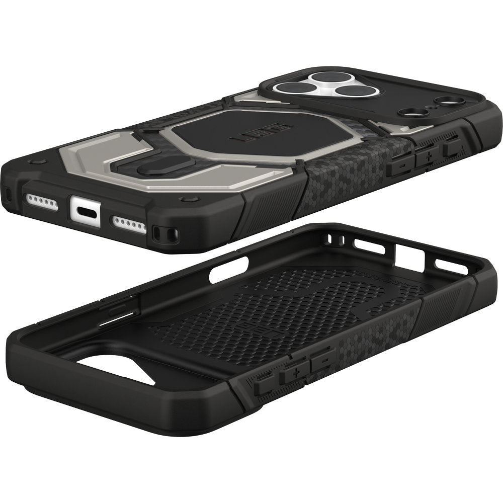 Handyhülle für iPhone 18 Pro Max / 17 Pro Max, UAG Monarch Pro mit MagSafe, Titan/Schwarz mit Kohlefaser (7/16)