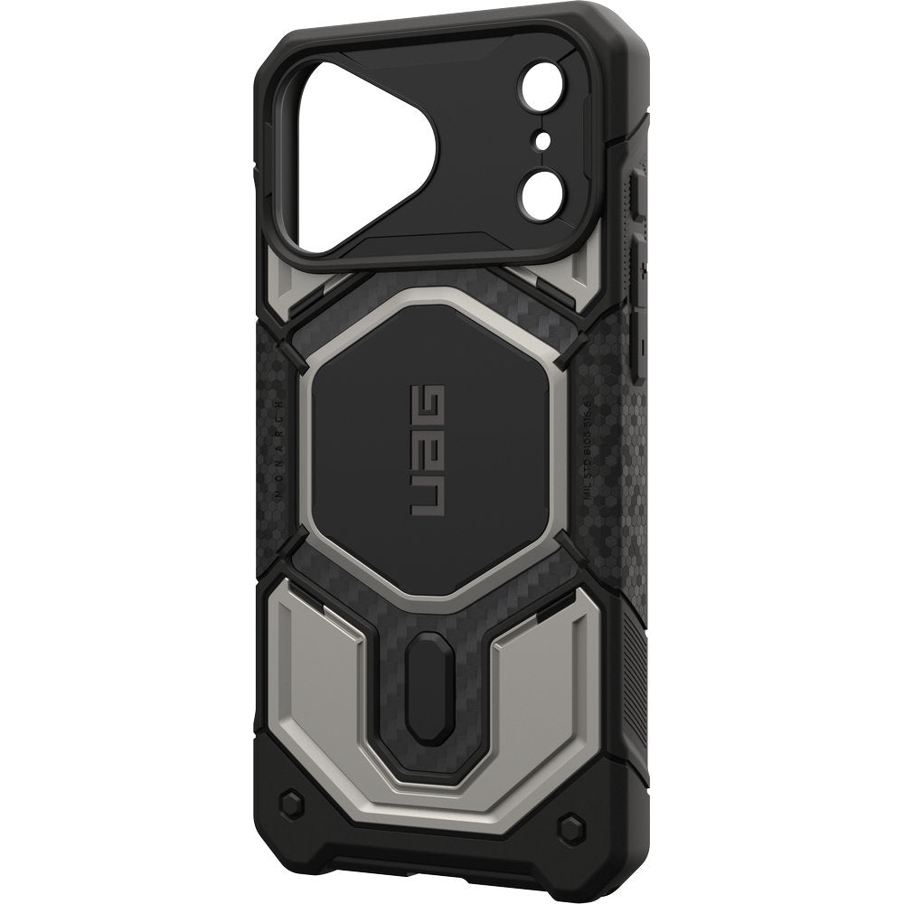 Handyhülle für iPhone 18 Pro Max / 17 Pro Max, UAG Monarch Pro mit MagSafe, Titan/Schwarz mit Kohlefaser (11/16)