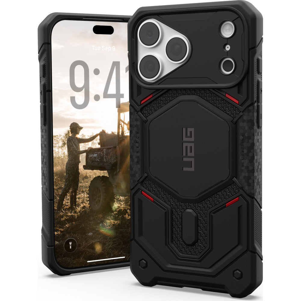 Gepanzerte Handyhülle für iPhone 18 Pro Max / 17 Pro Max, UAG Monarch Pro Kevlar Mag mit MagSafe, Schwarz mit Kevlar (1/16)