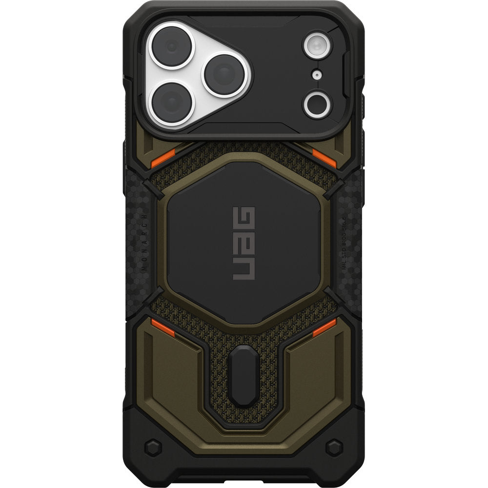 Gepanzerte Handyhülle für iPhone 18 Pro Max / 17 Pro Max, UAG Monarch Pro Kevlar Mag mit MagSafe, Dunkelgrün und Schwarz mit Kevlar (2/16)
