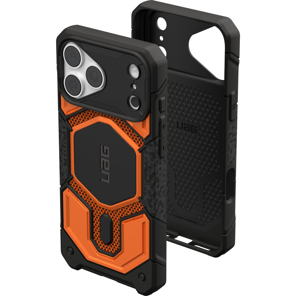 Gepanzerte Handyhülle für iPhone 18 Pro Max / 17 Pro Max, UAG Monarch Pro Kevlar Mag mit MagSafe, Orange und Schwarz mit Kevlar (8/16)