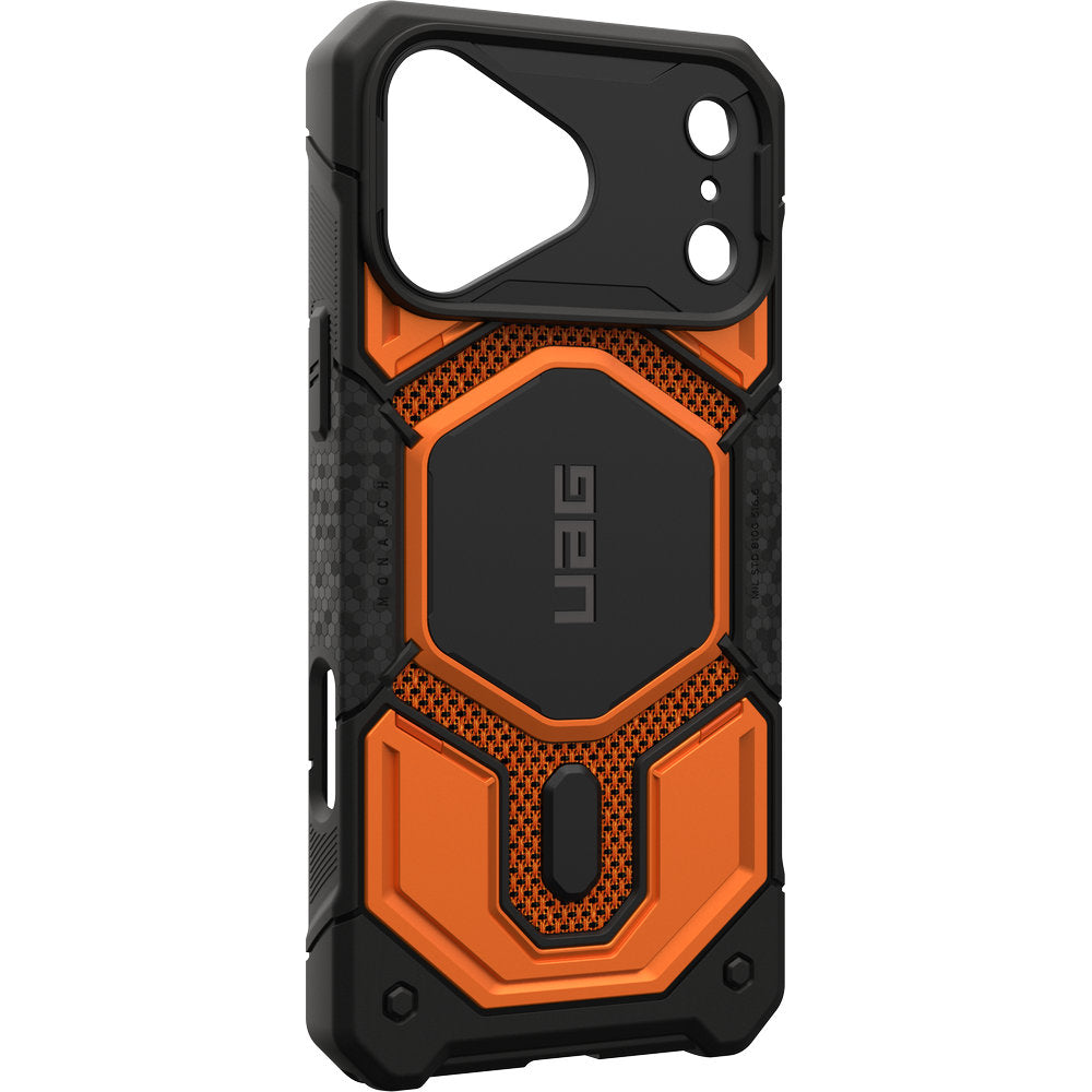 Gepanzerte Handyhülle für iPhone 18 Pro Max / 17 Pro Max, UAG Monarch Pro Kevlar Mag mit MagSafe, Orange und Schwarz mit Kevlar (10/16)